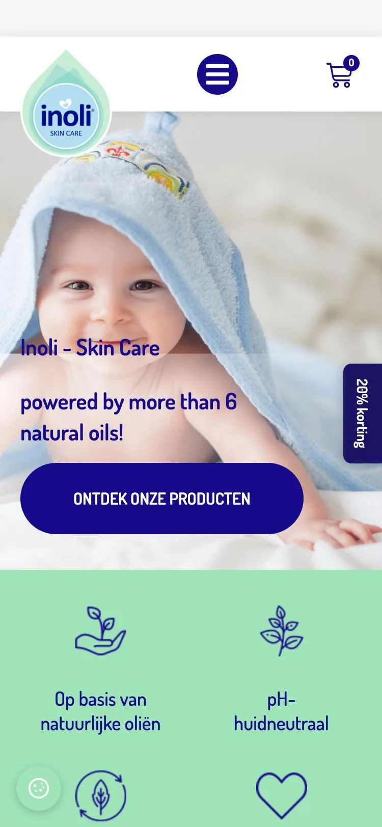 Inoli Skin Care, mobiele weergave
