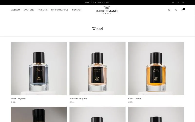 Manel Parfums, winkelpagina