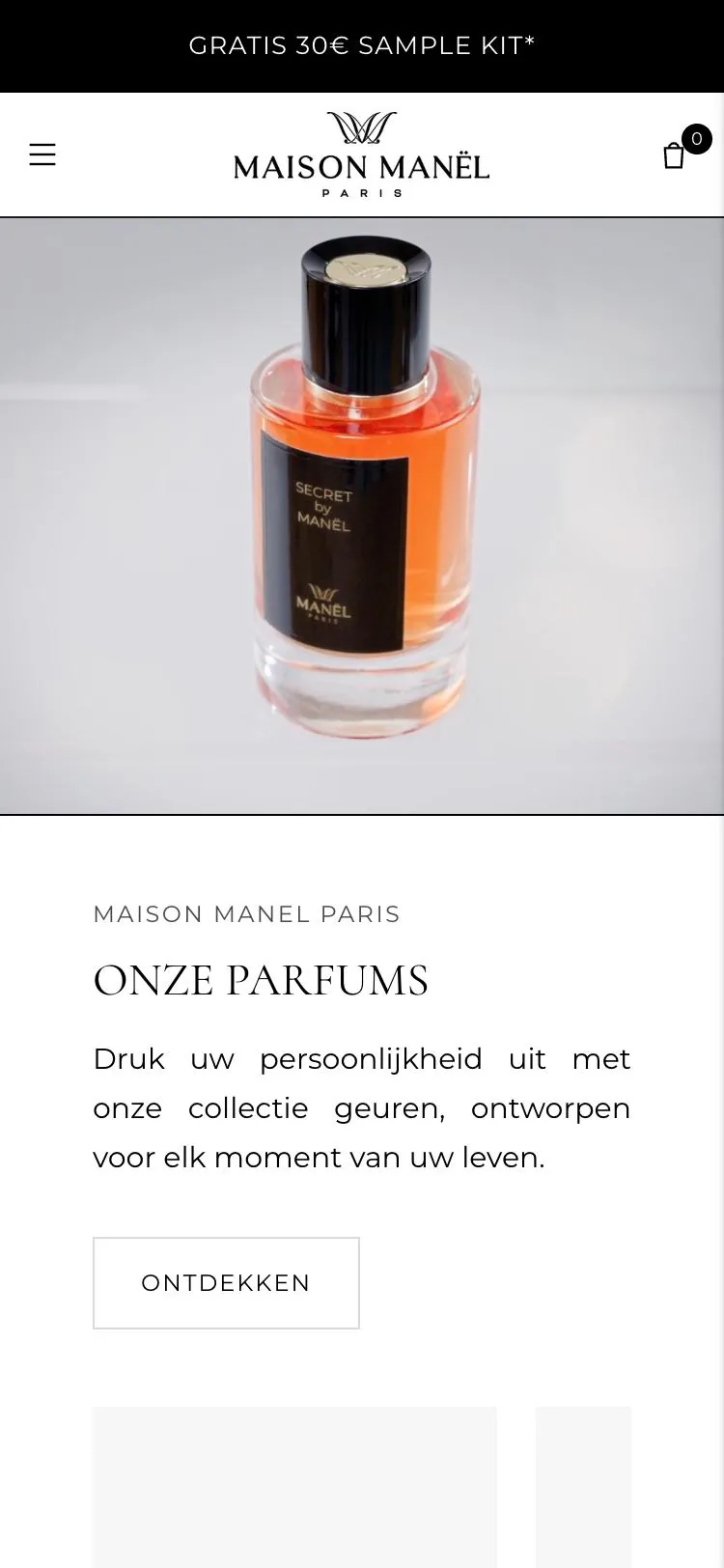 Manel Parfums, mobiele weergave