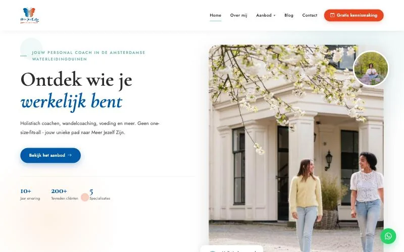 Meer jezelf zijn, homepage op desktop