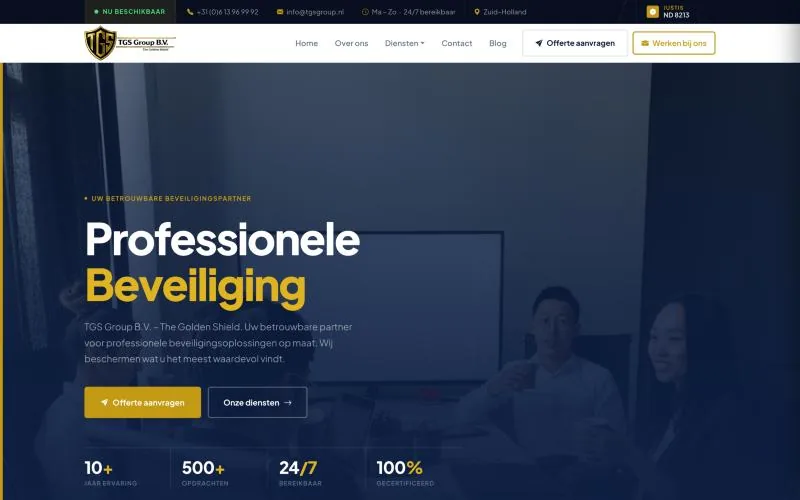 TGS Group, homepage op desktop