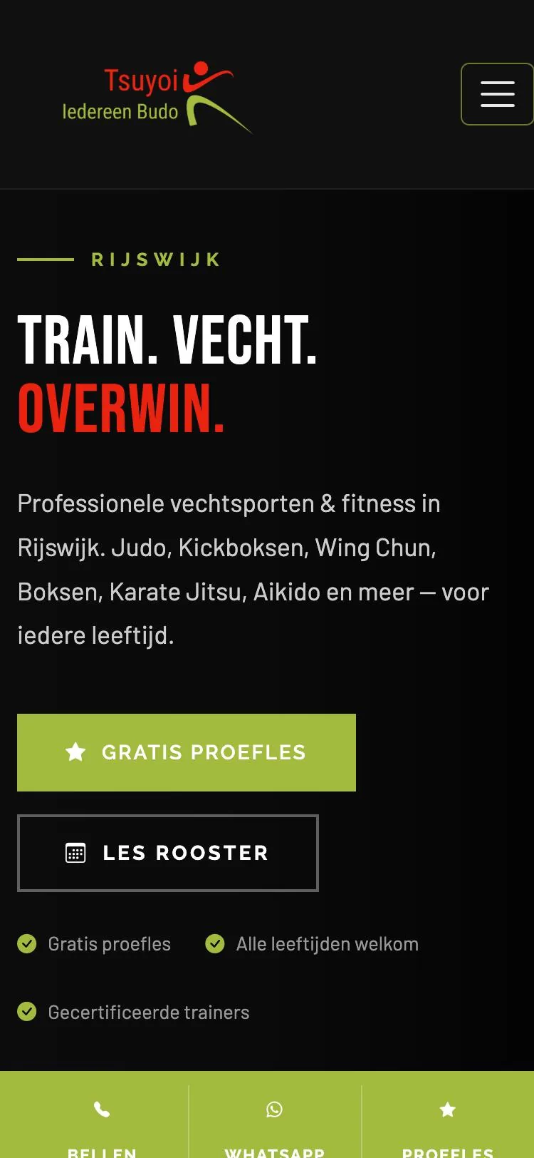 Tsuyoi Budo Sportschool, mobiele weergave
