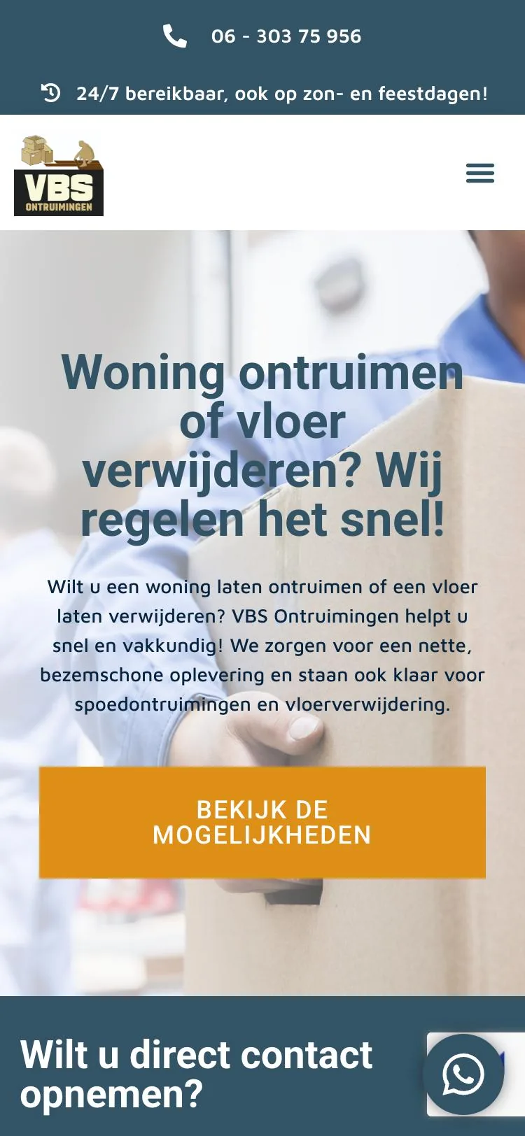 VBS Ontruimingen, mobiele weergave